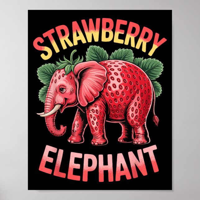 Poster Strawberry Elephant Cute Meme Kids Italian Brainro (Devant)