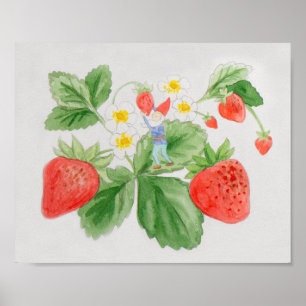 Poster Strawberry Gnome art print