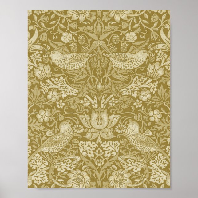 Poster Strawberry Thief Gold, William Morris (Devant)