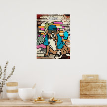 Street Retro Chien, Casquette et Basket | Drôle Th