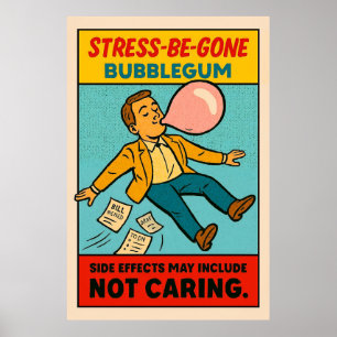 Poster Stress-Be-Gone Bubblegum - Retro Comic