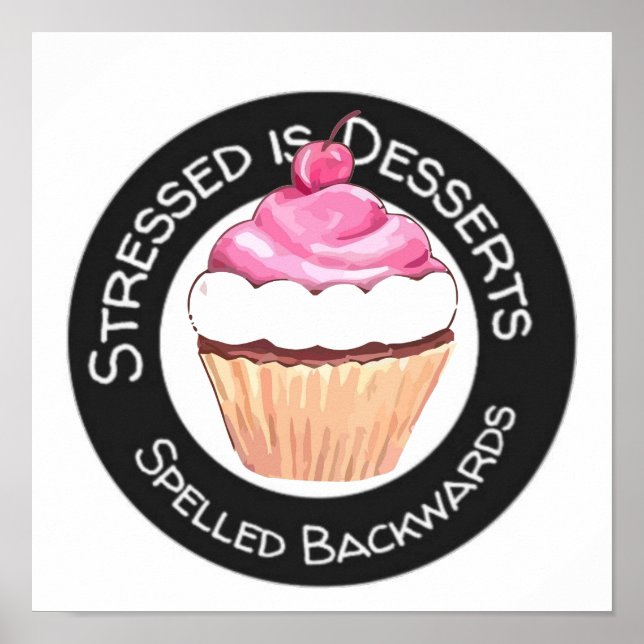 Poster Stressé Est Desserts Écrits À L'Arrière Citation D (Devant)
