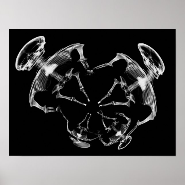 Poster Stretched X-Ray Skeleton Family B&W (Devant)