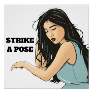POSTER "STRIKE A POSE" DAME ASIATIQUE