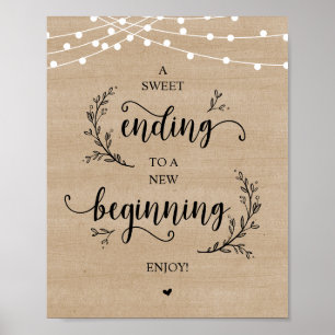 Poster String Lights, Brown Wood, Wedding Party Dessert