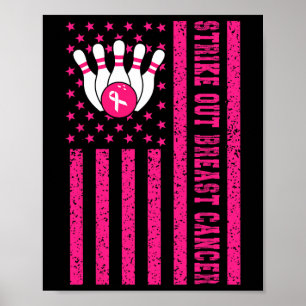 Poster Striout Bowling Ruban Usa Drapeau Cancer du sein A