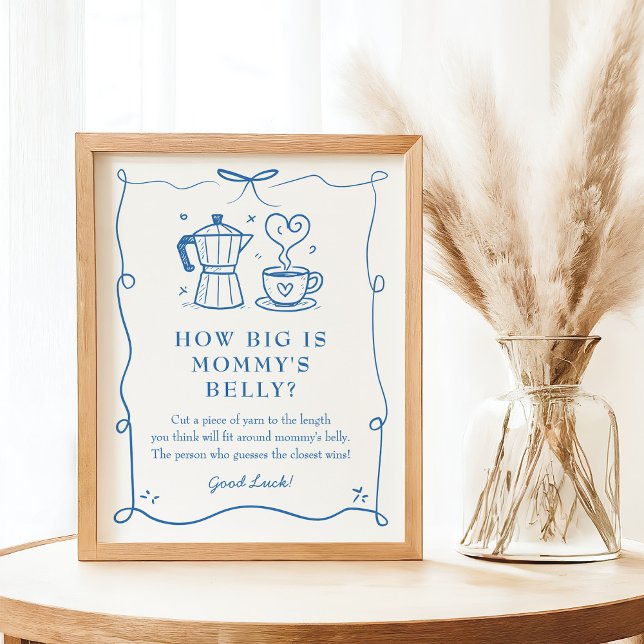 Poster Stripe Coffee Baby Shower Belly Sign (Créateur téléchargé)