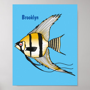 Poster Striped angelfish cartoon