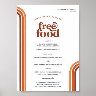 Poster Stripes Rétro Seventies   Menu Mariage