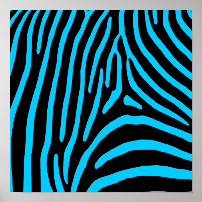 Poster Stripes Zebra Noir et Aqua (Devant)