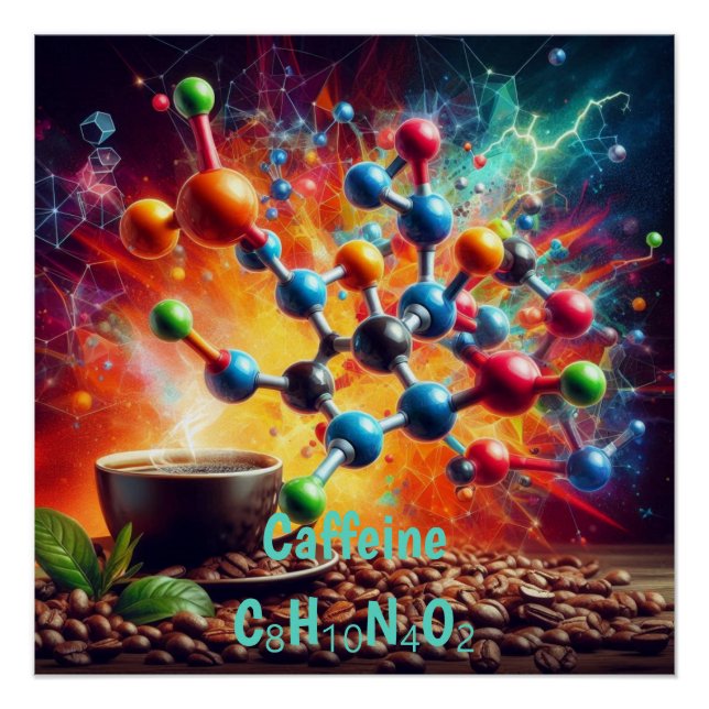 Poster Structure de caféine moléculaire - Science Art Caf (Devant)
