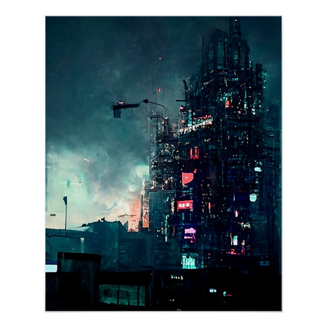 Poster Structure du bâtiment haut de gamme Nuit sans dent (Devant)