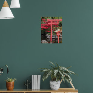 Poster Structures de jardin japonais et feuilles d'érable