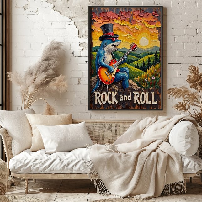 Poster Strums de coucher de soleil : hymne de rocher du r (Créateur téléchargé)