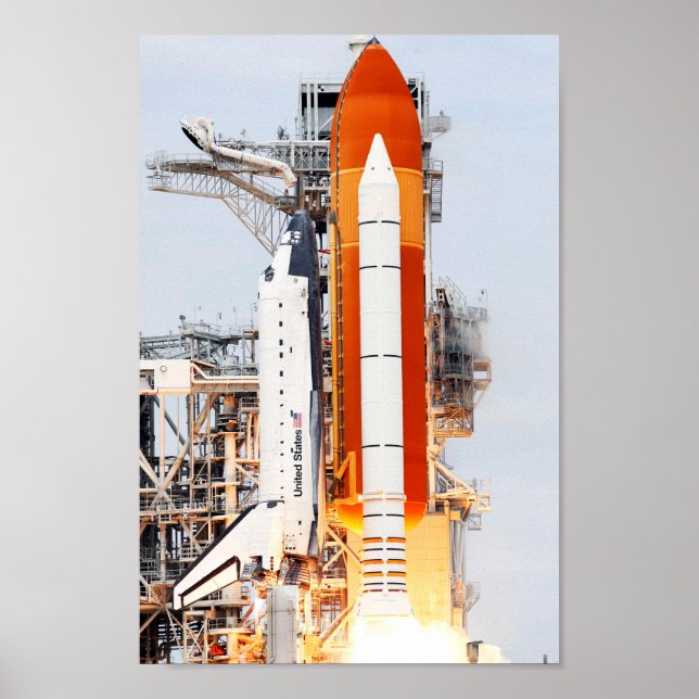 Poster STS-135 Space Shuttle Atlantis Side Photo Launch (Devant)