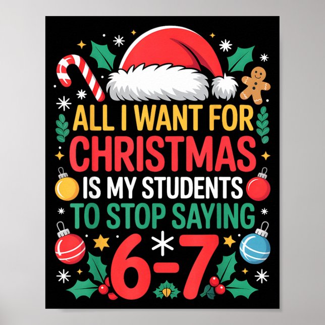 Poster Students Saying 67 Meme Six Seven Funny Christmas  (Devant)