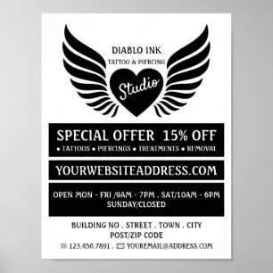 Poster Studio De Tatouage Coeur, Tatouage & Piercing Corp