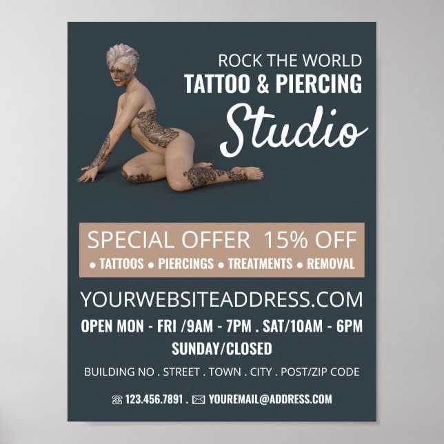 Poster Studio De Tatouage Féminin, Tatouage & Piercing Co (Devant)