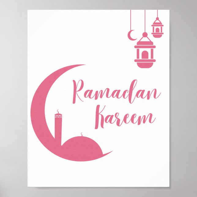 Poster Stunning Ramadan Kareem Red Crescent & Lantern Wal (Devant)