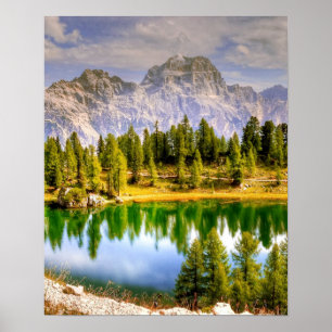 Poster Stunning Scenic View of Dolomite Mountains Italy