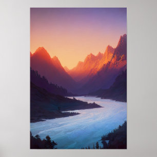 Poster Stunning Sunset Over a Serene Valley 