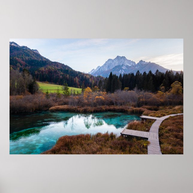 Poster Stunning Zelenci, Slovénie en automne (Devant)