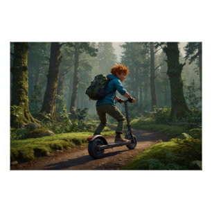 Poster Stunt Scooter et Forest Trails Art