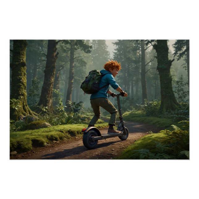 Poster Stunt Scooter et Forest Trails Art (Devant)