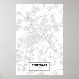 Poster Stuttgart, Allemagne (noir sur blanc)