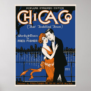 Poster Style 1920 couple de danse, musique de Chicago