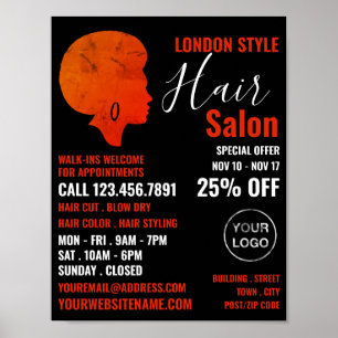 Poster Style Afro, Styliste De Cheveux, Salon De Cheveux 