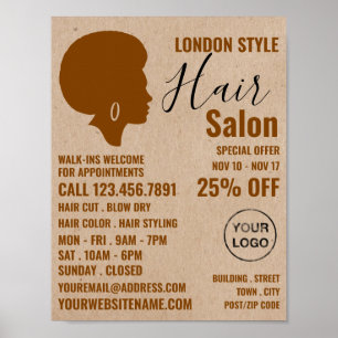 Poster Style Afro, Styliste De Cheveux, Salon De Cheveux 