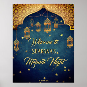 Poster Style arabe avec lanternes marocaines Mehndi Henna