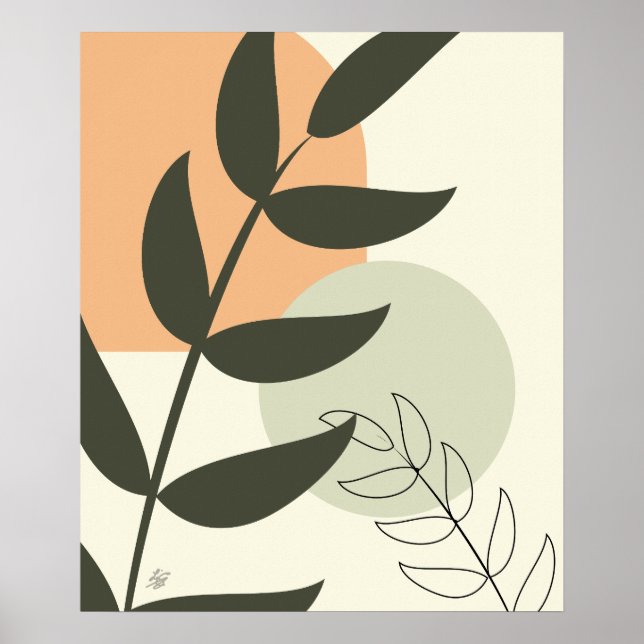 Poster Style Boho Feuille Abstraite (Devant)