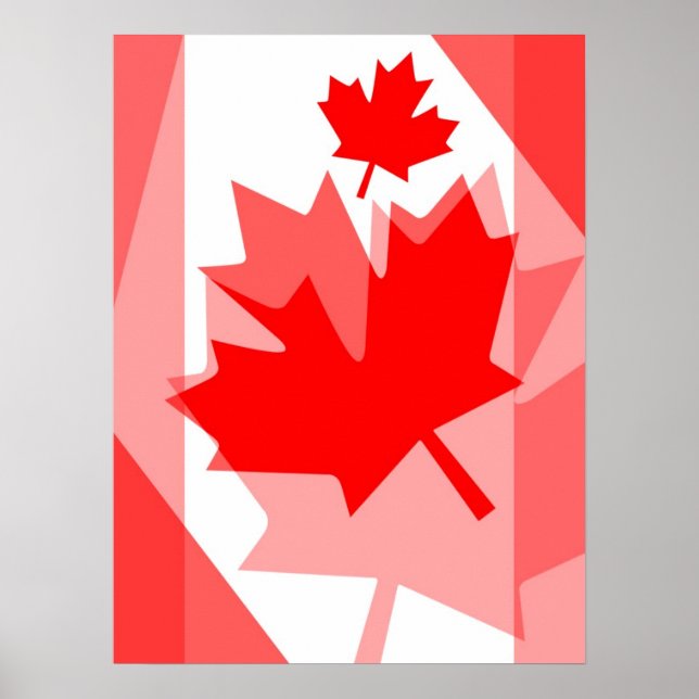 Poster Style canadien Feuille d'érable rouge en couches C (Devant)
