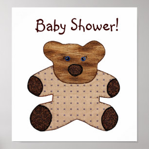 Poster Style champêtre Teddy Bear Baby shower