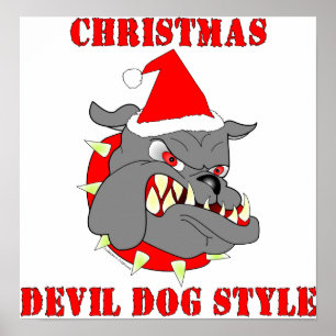 Poster Style chien diable de Noël du Corps des Marines