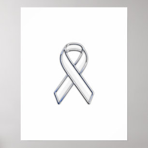 Poster Style Chrome White Ribbon Sensibilisation