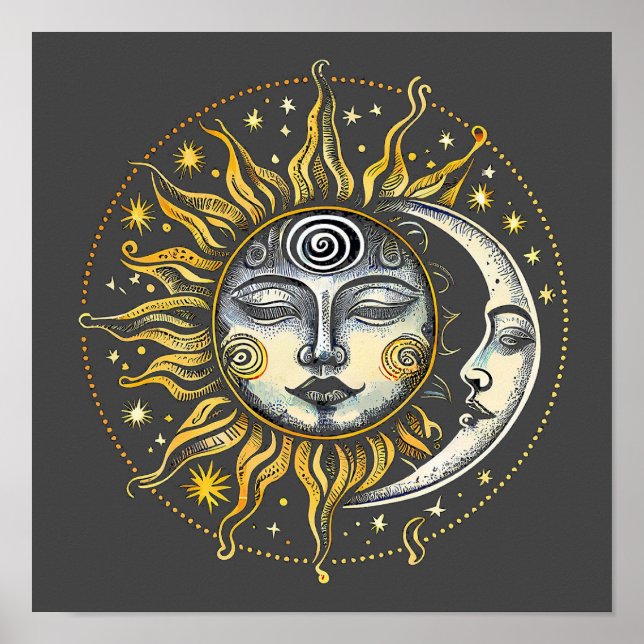 Poster Style classique Sun&Moon&Star Divination Astrologi (Devant)