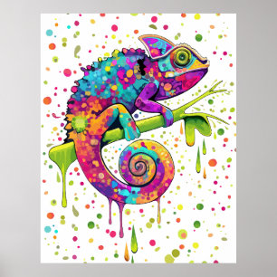 Poster Style d'aquarelle des teintures Chameleon