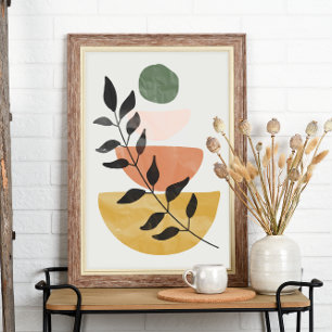 Poster Style d'art boho moderne feuilles