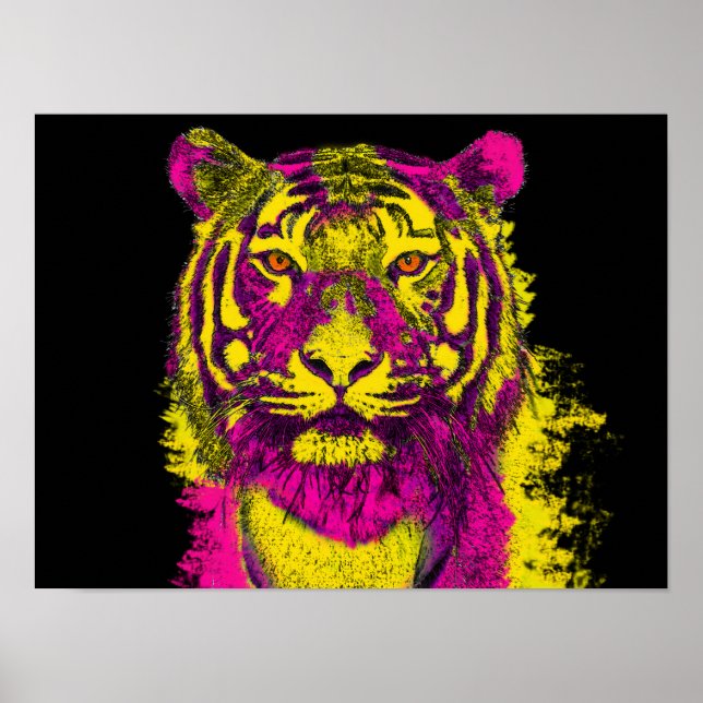 Poster Style d'art tigre Dayglo (Devant)