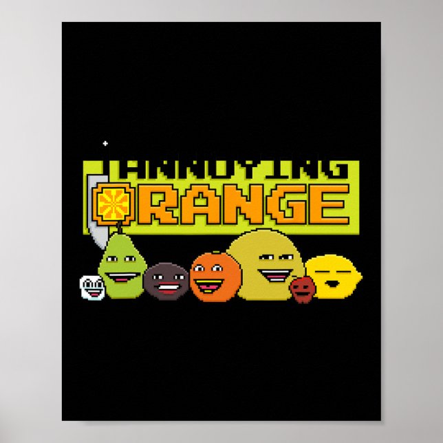 Poster Style de jeu vidéo 8 bits orange (Devant)