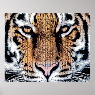 Poster Style de presse graphique Wild Tiger Portrait