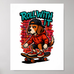 Poster Style de rue Beagle Skateboard Graffiti Art