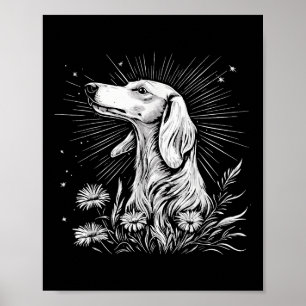 Poster Style de tatouage Amoureux des chiens rétro Saluki