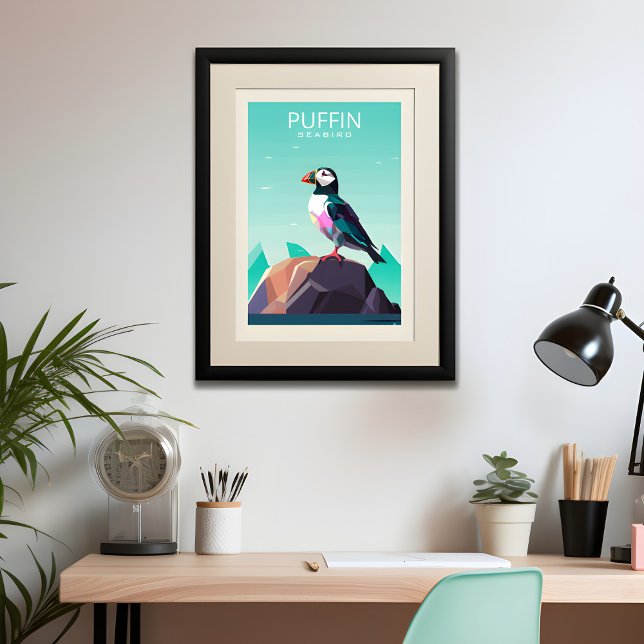 Poster Style de voyage contemporain Puffin (Créateur téléchargé)