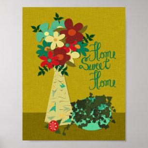 Poster Style du milieu du siècle, Fleurs dans Vase 8 x 10