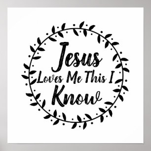 Poster Style Ferme Jésus M'aime Vin rustique Wreath