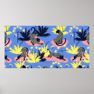 Poster Style géométrique motif tigre et léopard